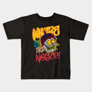 Where is the noise?! funny cartoon skull eighties Kids T-Shirt